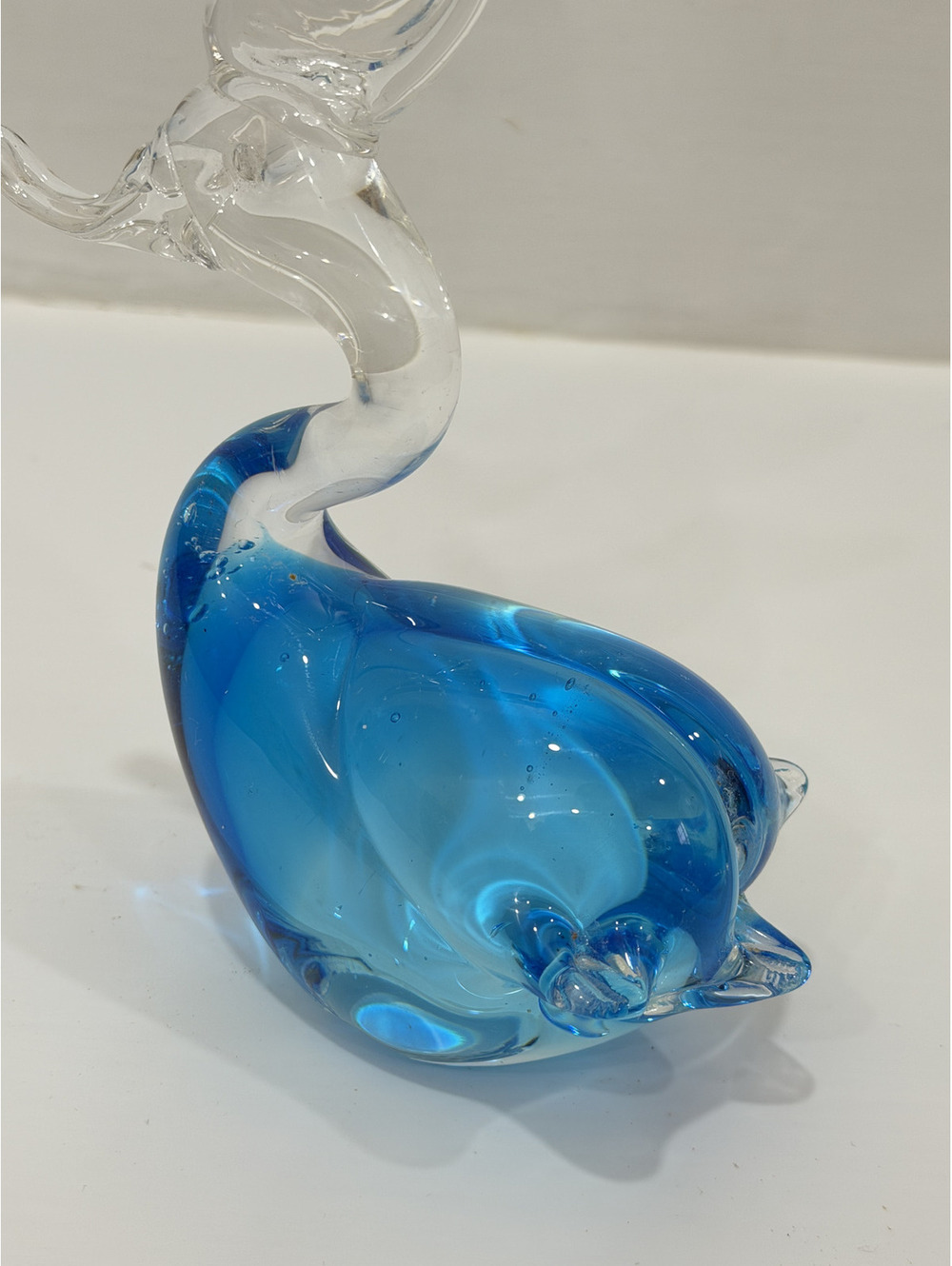 Vintage Murano Formia Vetri Italian Art Glass blue Swan Duck Bird 5" Statue